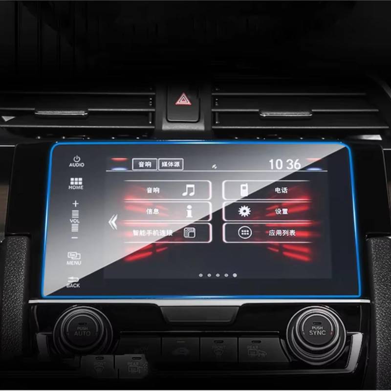 SYBLW Kompatibel Mit Civic 10th 2019 2020, Autozubehör, Infotainment, Navigation, Kratzfest, Displayschutzfolie Aus Gehärtetem Glas Navigation Schutzfolie(5 Holes) von SYBLW