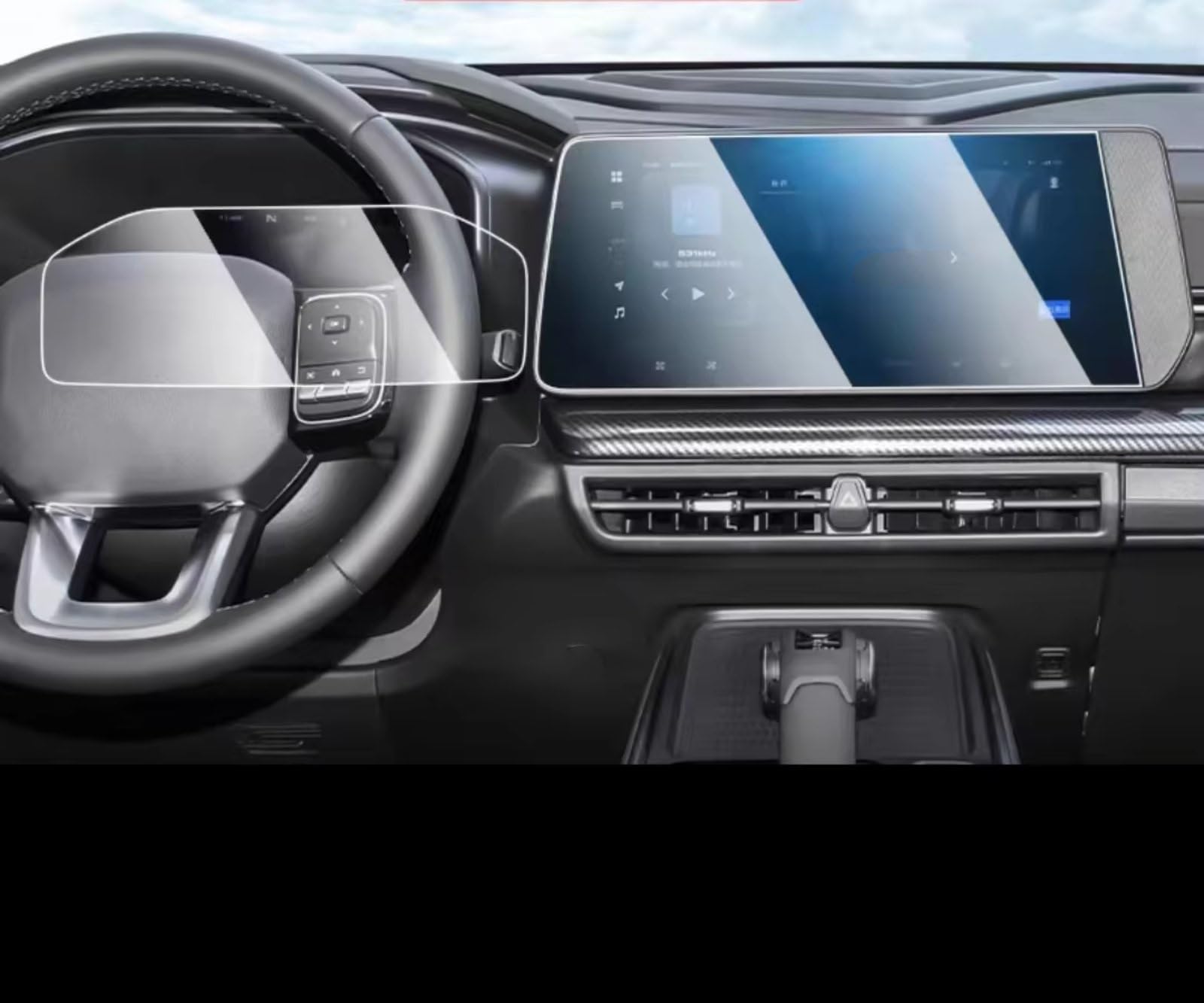 SYBLW Kompatibel Mit Haval Für H3 2024, Auto-GPS-Navigationszentrum Und Armaturenbrett-Displayschutzfolie Aus Gehärtetem Glas Navigation Schutzfolie(Dashboard and GPS) von SYBLW