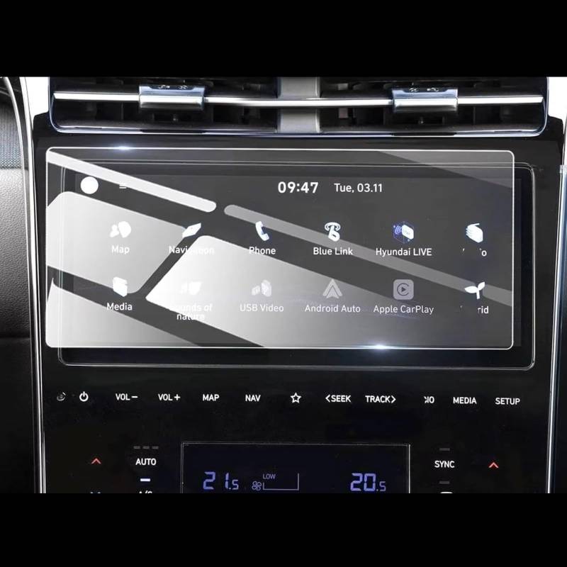 SYBLW Kompatibel Mit Hyundai Für Tucson NX4 2021 2022 2023 2024 Auto 10,25 Zoll LCD Infotainment GPS Navigation Gehärtetes Glas Displayschutzfolie Navigation Schutzfolie von SYBLW