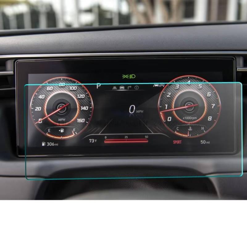 SYBLW Kompatibel Mit Hyundai Für Tucson NX4 2022 2023 Auto GPS LCD Navigation Display Zubehör Gehärtetes Glas Displayschutzfolie 8 Zoll Navigation Schutzfolie(Instrument) von SYBLW