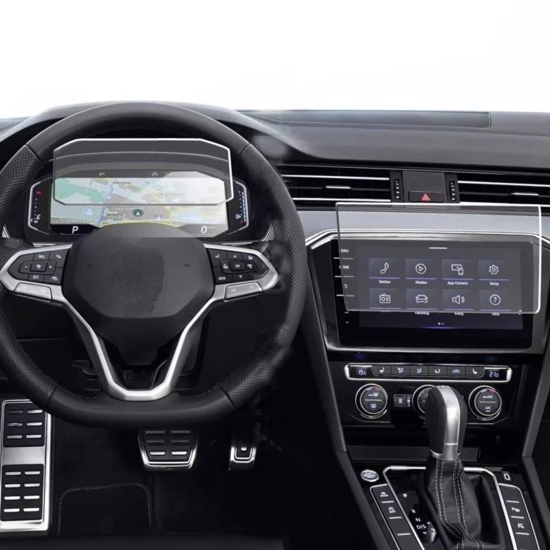 SYBLW Kompatibel Mit VW Für Passat 2019 2020 2021, Auto-Infotainment, GPS-Navigation, Stoßfeste, Kratzfeste Schutzfolie Aus Gehärtetem Glas Navigation Schutzfolie von SYBLW
