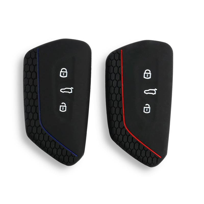 2 Stück Autoschlüssel Hülle 3 Tasten Auto Schlüssel Autoschlüssel Hülle Kompatibel mit VW SEAT Skoda Cupra Autoschlüssel Skoda Octavia Zubehör Schutz für Autoschlüssel in Schwarz Blau. von SYHSYC