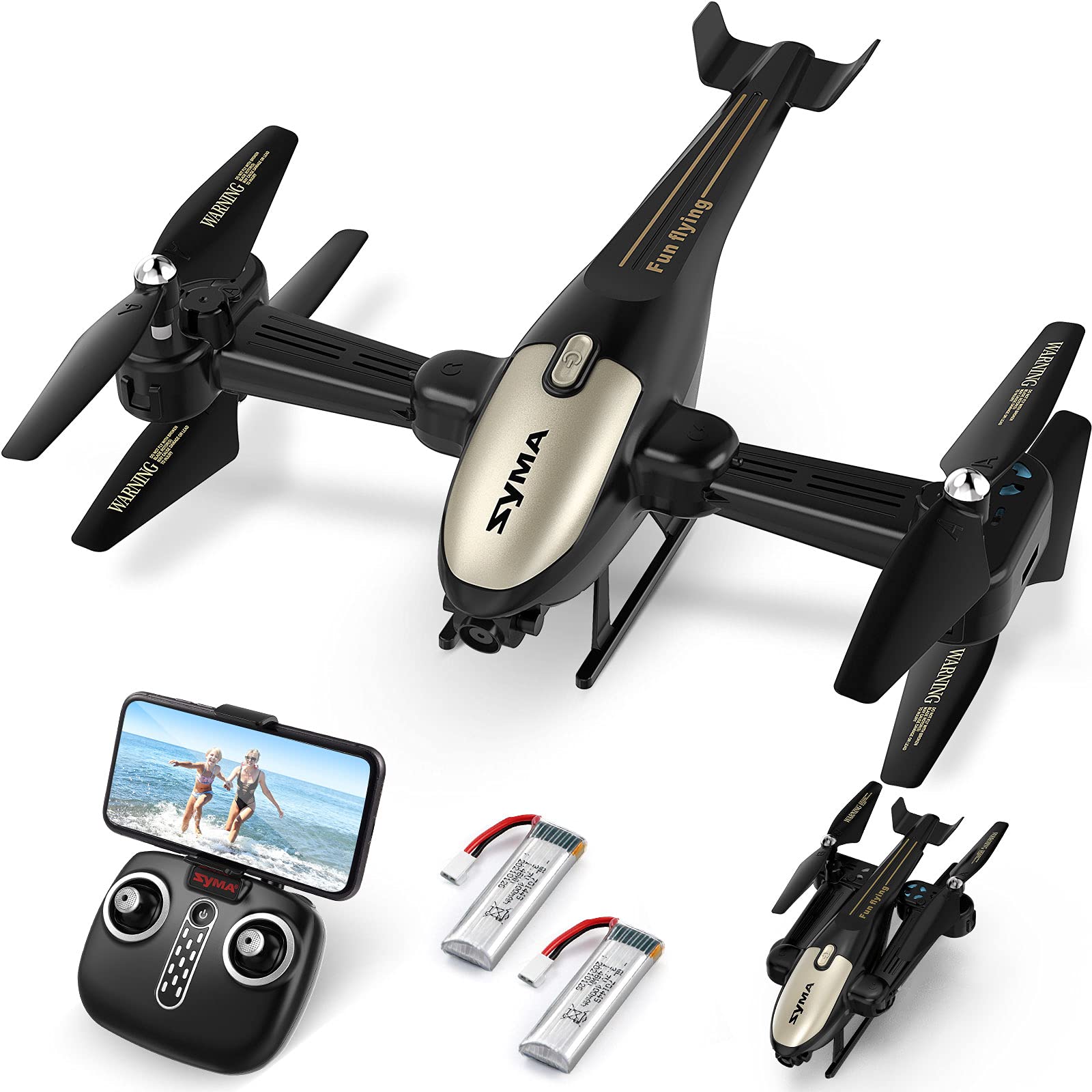 SYMA X700W Faltbare Drohnen mit Kamera für Anfänger 1080P HD FPV Live Video, Gestensteuerung, 2 Geschwindigkeitsmodi, RC Quadcopter mit 2 Batterien für Jungen und Mädchen Spielzeug Geschenk von SYMA