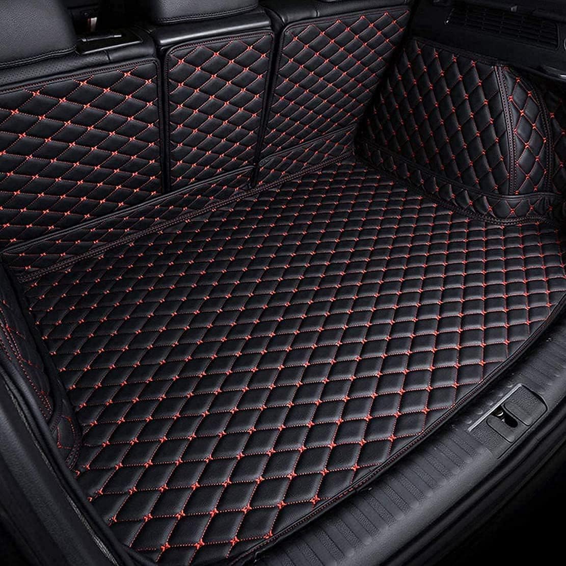 Leder Auto Kofferraummatte für MG4 EV EH32 2022-2023, Langlebiges Wasserdichtes VollstäNdige Einkreisung Antirutsch Kofferraum Schutzmatte,C/Black-Red von SYPPCH