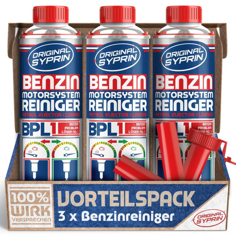 SYPRIN Kraftstoffsystem Reiniger - Benzin Reiniger für alle Benzinmotoren, entfernt Ablagerungen, optimiert Kraftstoffverbrauch - Injektoren Reiniger 3X500ml von SYPRIN