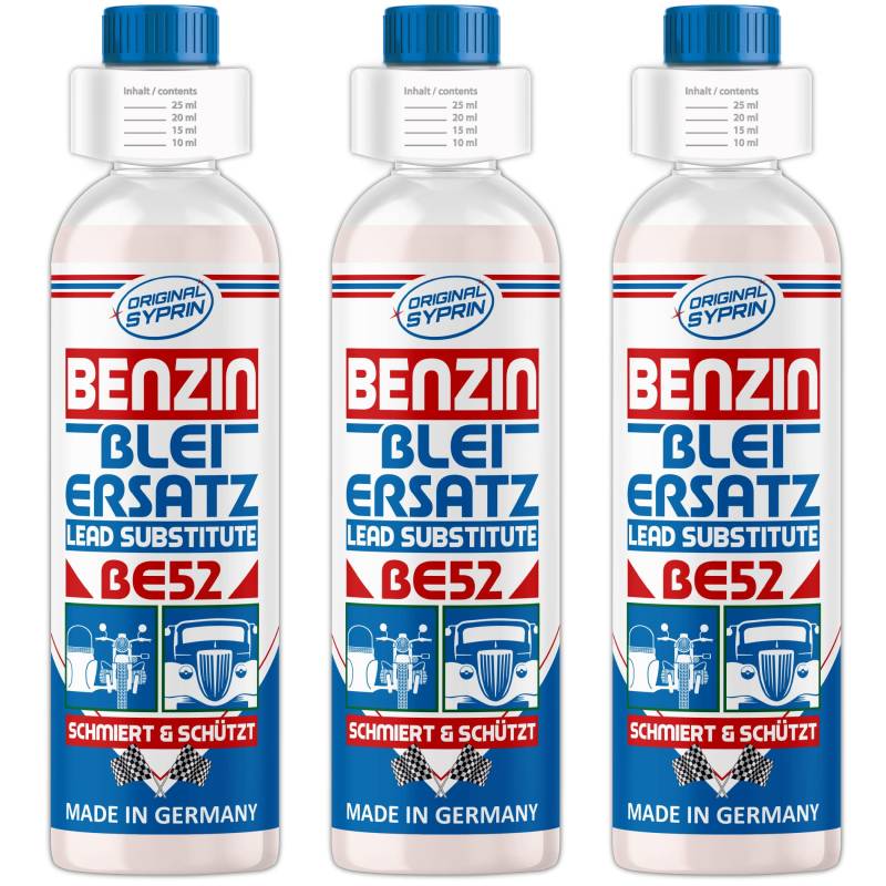 SYPRIN Original Bleiersatz, Blei-Zusatz, 1:1000 | Blei Additiv, Pflege für ältere Benziner Oldtimer & Motorräder als Prävention 3x250ml von SYPRIN