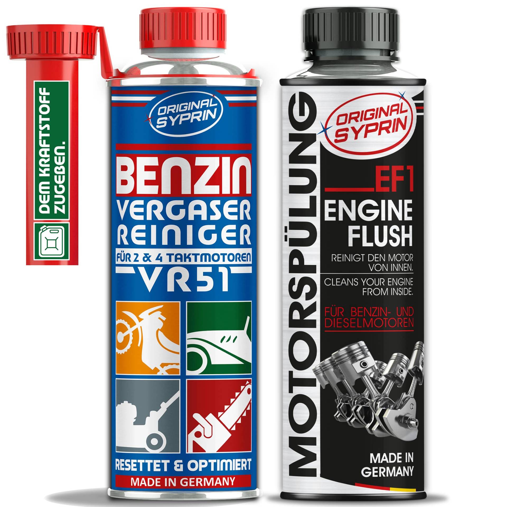 SYPRIN Original Vergaserreiniger + Motorspülung für Benzin Motoren I Additiv zur Vergaser Reinigung I Systemspülung Ölschlammspülung vor dem Ölwechsel (2X 250ml) von SYPRIN