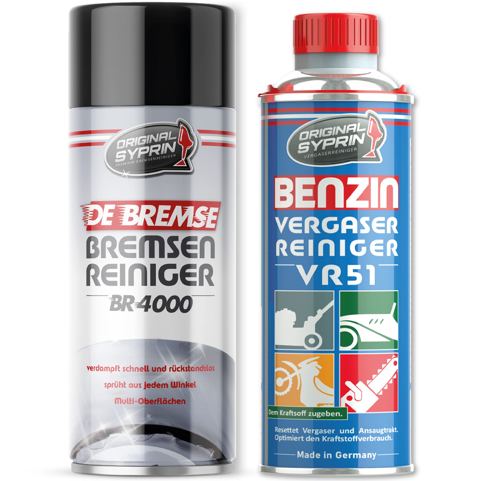 SYPRIN Original Vergaserreiniger VR51 für 2 Takt Benzin Motoren + Bremse Reiniger- geeignet für Auto und Motorrad I Additiv zur Vergaser Reinigung Additiv (500+250ml) von SYPRIN