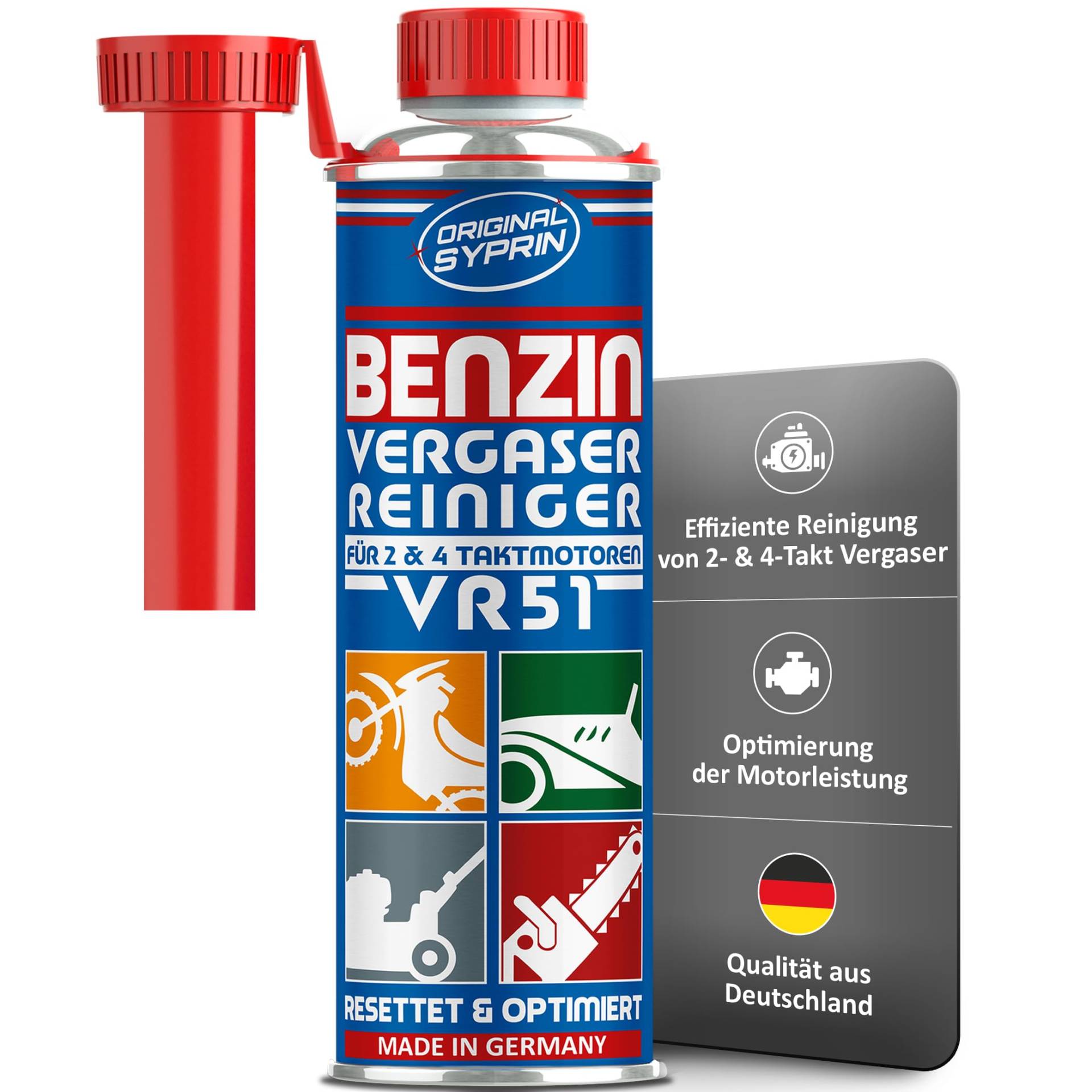 SYPRIN Original Vergaserreiniger VR51 für 2 Takt 4 Takt Benzin Motoren - geeignet für Auto und Motorrad I Additiv zur Vergaser Reinigung Additiv von SYPRIN