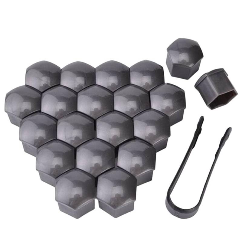 21mm Mutternabdeckungen,20 Stück Radschraubenkappen Mit Entfernung Werkzeug Sechskant-Reifen Muttern-abdeckungen Radmutterkappen Radbolzen Kappen Rad Mutter Cap Radbolzen Schutz Cover-Grau von SYSUII