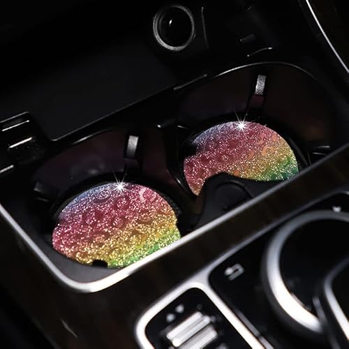 2Stück Bling Auto Untersetzer Getränkehalter, Glitzer Kristall Auto Untersetzer Getränkehalter Einsatz rutschfeste Untersetzer Dosenhalter Bling Kristall Auto Zubehor Innenraum - Leopard #6 von SYSUII