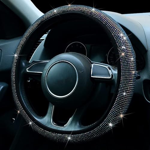 Bling Strass Auto Lenkradabdeckung, Universal 38cm/15 Inch Lenkradbezug Glitzer für Frauen Diamant Auto Lenkradabdeckung Lenkradhülle Anti-Rutsch Lenkradschutz Auto Zubehör Innenraum -Bunt von SYSUII
