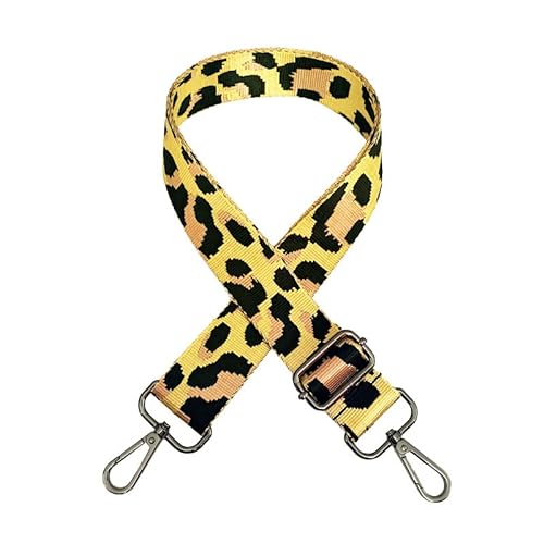 Bunt Schultergurt Leopard Muster Längenverstellbarer Tragegurt für Handtaschen 3.8cm Breiter 75-130cm Schulterriemen Umhängegurt Herren Taschenriemen Damen DIY Zubehör für Tasche -Gelb von SYSUII