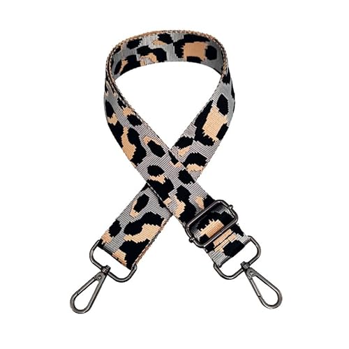 Bunt Schultergurt Leopard Muster Längenverstellbarer Tragegurt für Handtaschen 3.8cm Breiter 75-130cm Schulterriemen Umhängegurt Herren Taschenriemen Damen DIY Zubehör für Tasche -Grau von SYSUII