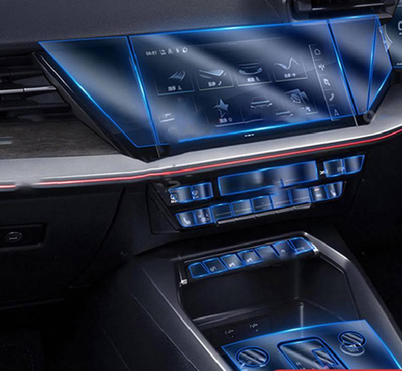 SYUFRE Auto Innenraum Mittelkonsole Transparente TPU-Schutzfolie Anti-Kratz-Reparaturfolie Zubehör LHD RHD, für Audi A3 8Y 2021 von SYUFRE