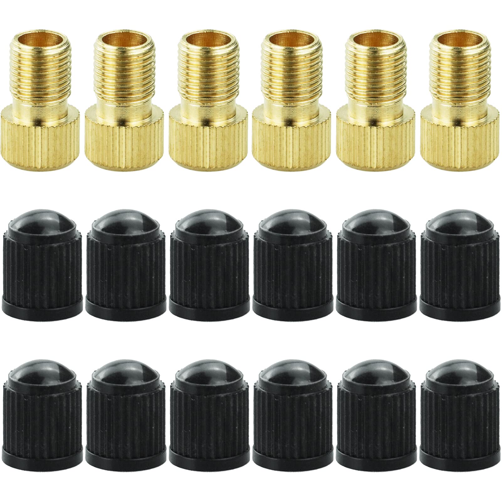 6 Stück Presta Ventiladapter, konvertiert Presta auf Schrader Adapter für Fahrrad, Reifen mit Einer Standardpumpe oder einem Luftkompressor aufpumpen, 12 Stück Reifenventilkappen 6 Stück Presta Ventiladapter, konvertiert Presta auf Schrader Adapter für Fahrrad, Reifen mit Einer Standardpumpe oder einem Luftkompressor aufpumpen, 12 Stück Reifenventilkappen von SZCXDKJ