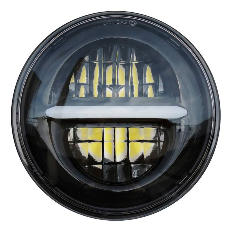 SZDPC 5.75 '' LED Projektions Scheinwerfer für Motorrad, 5 3/4 Zoll Runder Motorrad Scheinwerfer mit Tagfahrlicht (Schwarz) von SZDPC