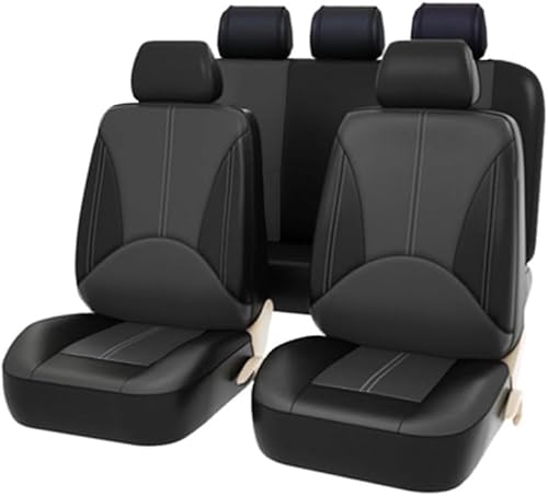 Auto Leder Sitzbezüge für Skoda Octavia Mk4 (NX) 2021 2022 2023 2024 2025, 9pcs Allwetter Wasserdicht Atmungsaktiv Rutschfester Sitzschoner Set Schonbezüge,Black-Grey von SZFCL