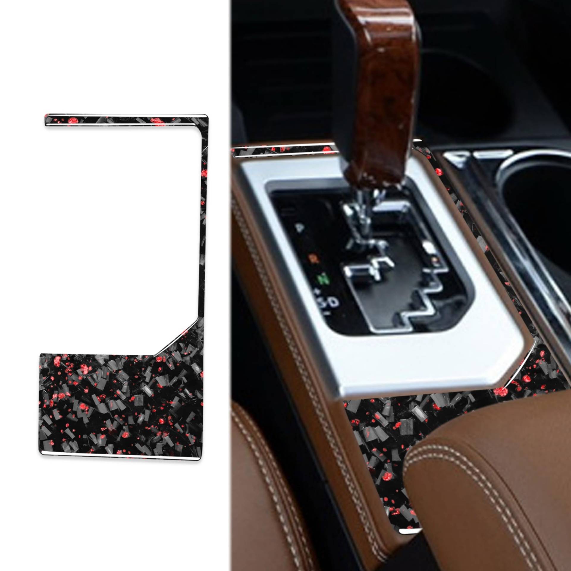 Karbonfaser-Aufkleber für Schaltung, Armaturenbrett, Rahmen, Zubehör, Dekoration, kompatibel mit Toyota Tundra XK50 14–18 (Satin-Rot, Teil B) von SZFJMQP
