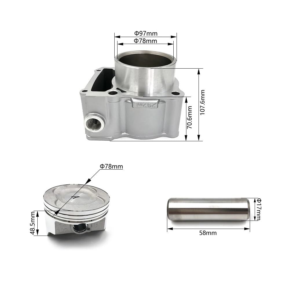78mm Motorrad Luft Zylinder Kit for KLX250 1993-2018 KLX300 1996-2007 Luft Zylinder Block Kolben Ring kopf Basis Dichtung(Cylinder Gasket Kit) von SZLAHLZR