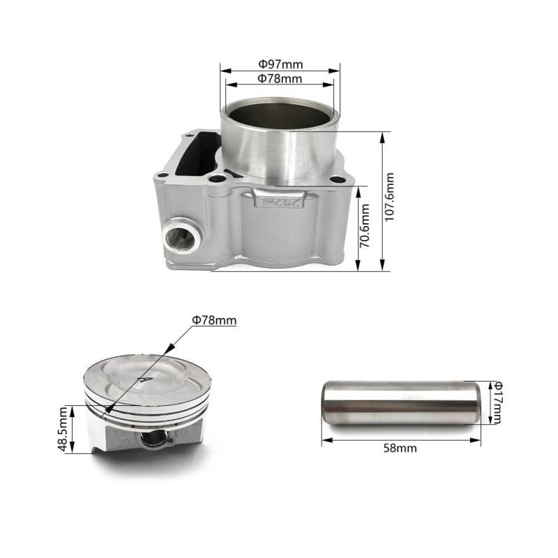 78mm Motorrad Luft Zylinder Kit for KLX250 1993-2018 KLX300 1996-2007 Luft Zylinder Block Kolben Ring kopf Basis Dichtung(Cylinder Gasket Kit) von SZLAHLZR
