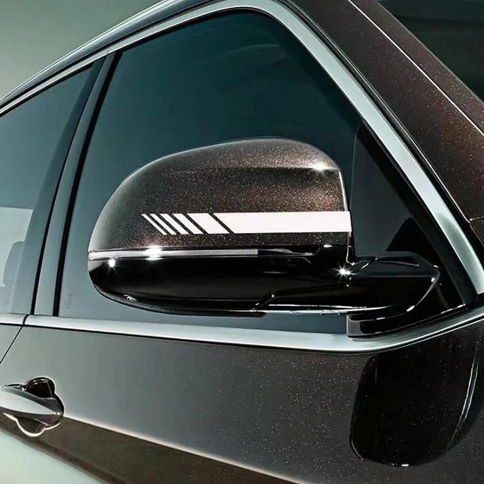 Auto-Rückspiegelaufkleber kompatibel für Ssangyong Actyon Tuling Rexton G4 W, gestreifte Autoaufkleber, dekorative Rückspiegelaufkleber für die Außendekoration (Paar),White von SZMBHSD