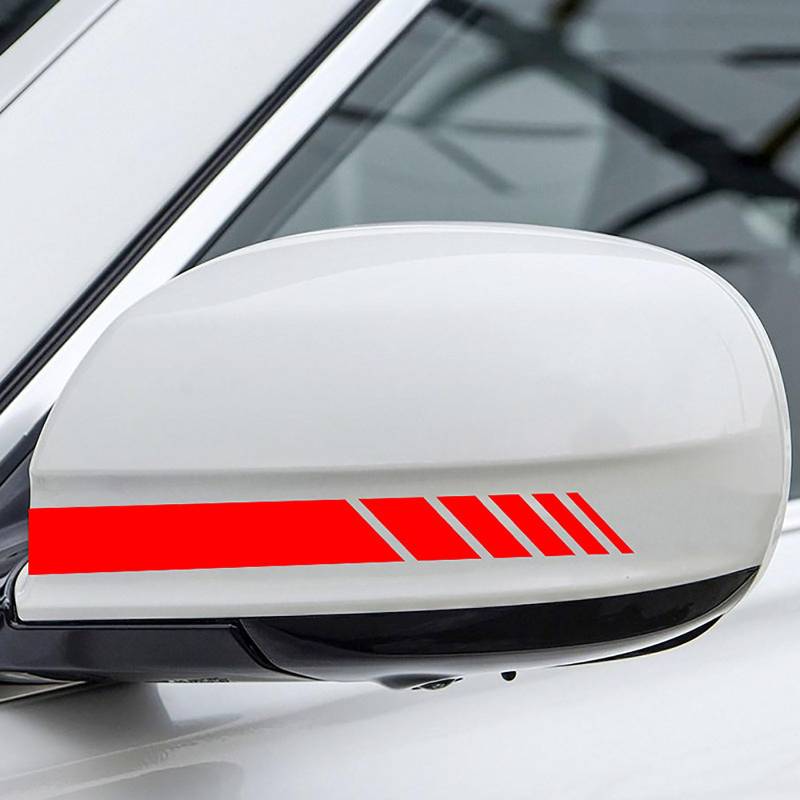 Auto-Rückspiegelaufkleber kompatibel für Ssangyong Kyron Korando Tivolan, gestreifte Autoaufkleber, dekorative Rückspiegelaufkleber für die Außendekoration (Paar),Red von SZMBHSD