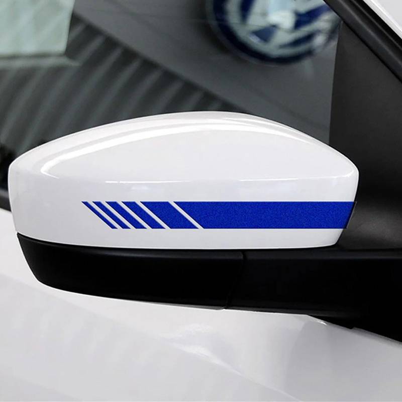 Auto-Rückspiegelaufkleber kompatibel für Tesla Model 3 Y Model S Model X, gestreifte Autoaufkleber, dekorative Rückspiegelaufkleber für die Außendekoration (Paar),Blue von SZMBHSD