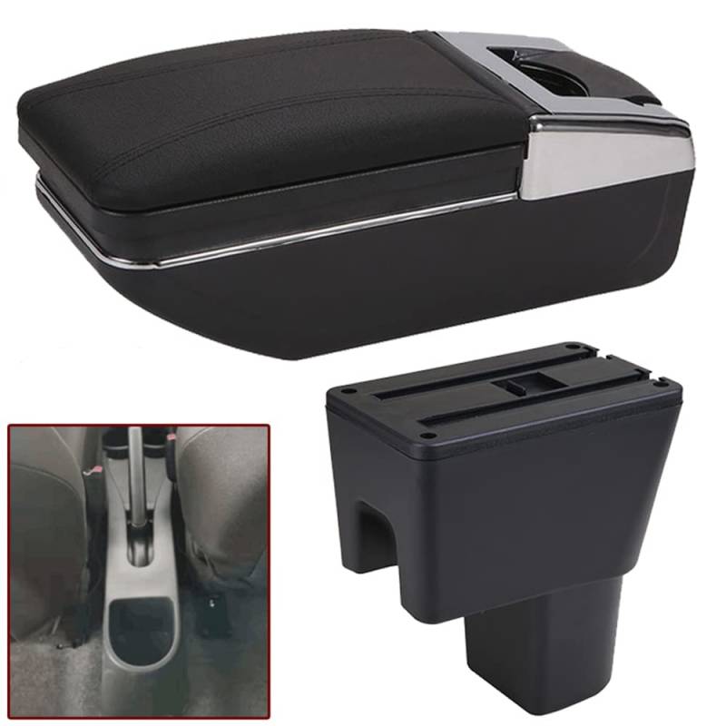 Auto-Mittelkonsole Armlehne Ersatz für Suzuki Celerio Leder Armlehnen Aufbewahrungsbox (schwarze Nähte ohne USB) von SZSS-CAR