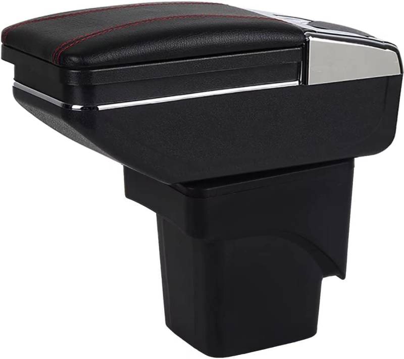 SZSS-CAR Leder Auto Mittelkonsole Armlehne Box Kompatibel mit Ford Focus 2 MK2 2005~2006~2007~2008~2009~2010~2011 Auto Armlehnen Aufbewahrungsbox (Schwarz),Nicht kompatibel mit C-Max/Focus 3 MK3 von SZSS-CAR