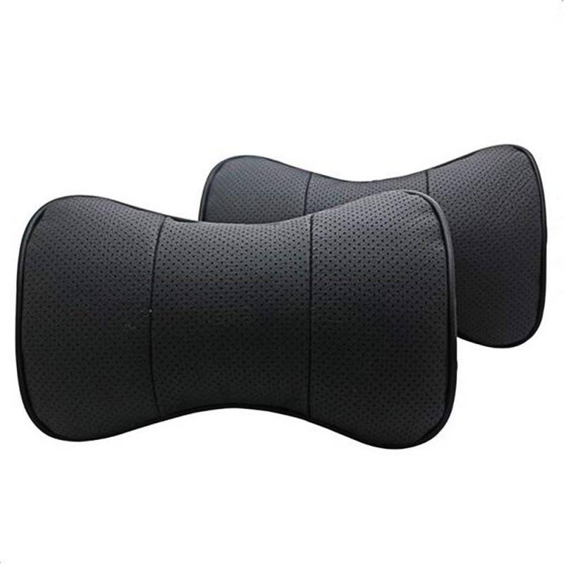 AutoSunShine Nackenstütze aus echtem Leder, Knochenform, bequemes Kissen (schwarz) von SZSS-CAR