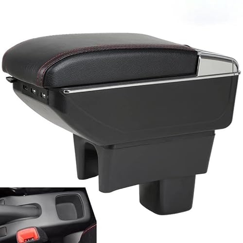 SZSS-CAR Leder-Aufbewahrungsbox für die Mittelkonsole Armlehne, kompatibel mit Suzuki Swift 2005 ~ 2008 2009 2010 2011 2012 2013 2014 2015 2016 2017 2018 2019 2020 2021 2022 2023 (Schwarz mit 7 USB) von SZSS-CAR