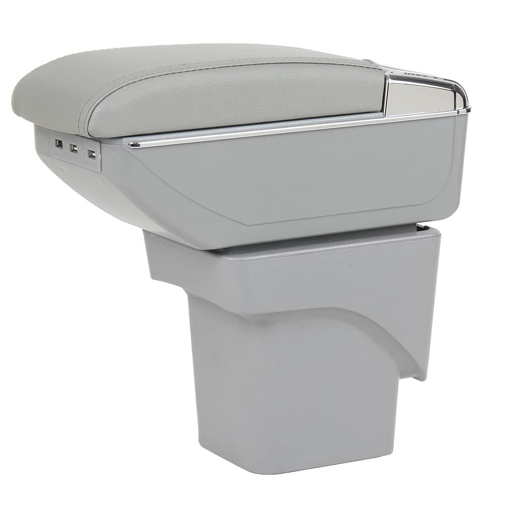 SZSS-CAR Leder Auto Mittelkonsole Armlehne Box Ersatz für Ford Focus 2 MK2 2007 2008 2009 2010 2011 Armlehnen Aufbewahrungsbox (Grau mit 7 USB-Anschlüssen), nicht kompatibel mit C-MAX/Focus 3 MK3. von SZSS-CAR