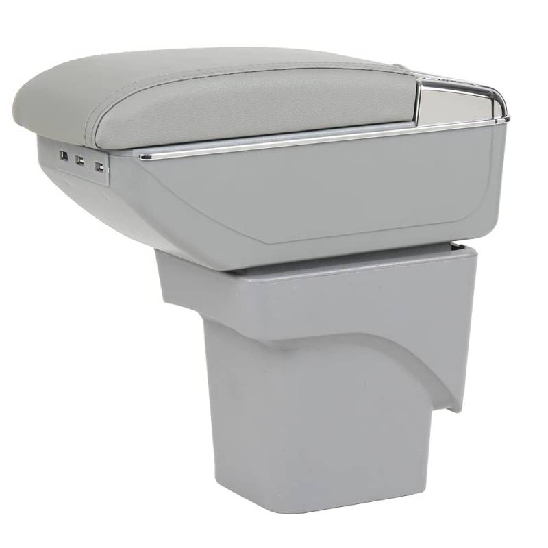 SZSS-CAR Leder Auto Mittelkonsole Armlehne Box Ersatz für Ford Focus 2 MK2 2007 2008 2009 2010 2011 Armlehnen Aufbewahrungsbox (Grau mit 7 USB-Anschlüssen), nicht kompatibel mit C-MAX/Focus 3 MK3. von SZSS-CAR