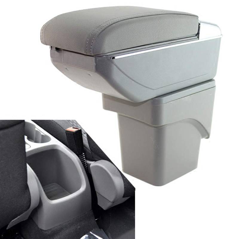 SZSS-CAR Leder Auto Mittelkonsole Kompatibel mit Ford Focus 2 MK2 2005 2006 2007 2008 2009 2010 2011 Armlehnen Aufbewahrungsbox (Grey) von SZSS-CAR