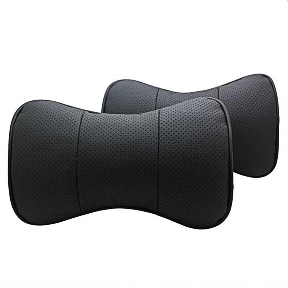 AutoSunShine Nackenstütze, Kopfstütze, komfortables Kissen, Echt-Leder, knochenförmig schwarz Schwarz For MINI with logo von SZSS-CAR