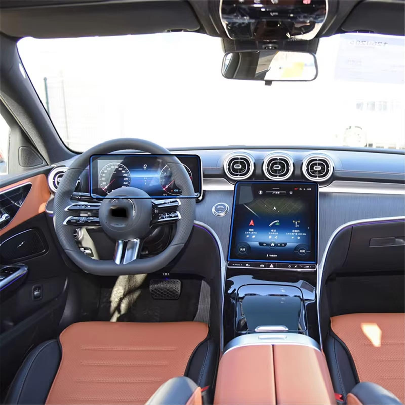 SZTMYVUW Kompatibel Mit Benz Für C-Klasse Kombi C220d C200 2022 Armaturenbrett-Autonavigations-LCD-Bildschirmschutzfolie Aus Gehärtetem Glas Autoinnenraum(GPS and Instrument) von SZTMYVUW