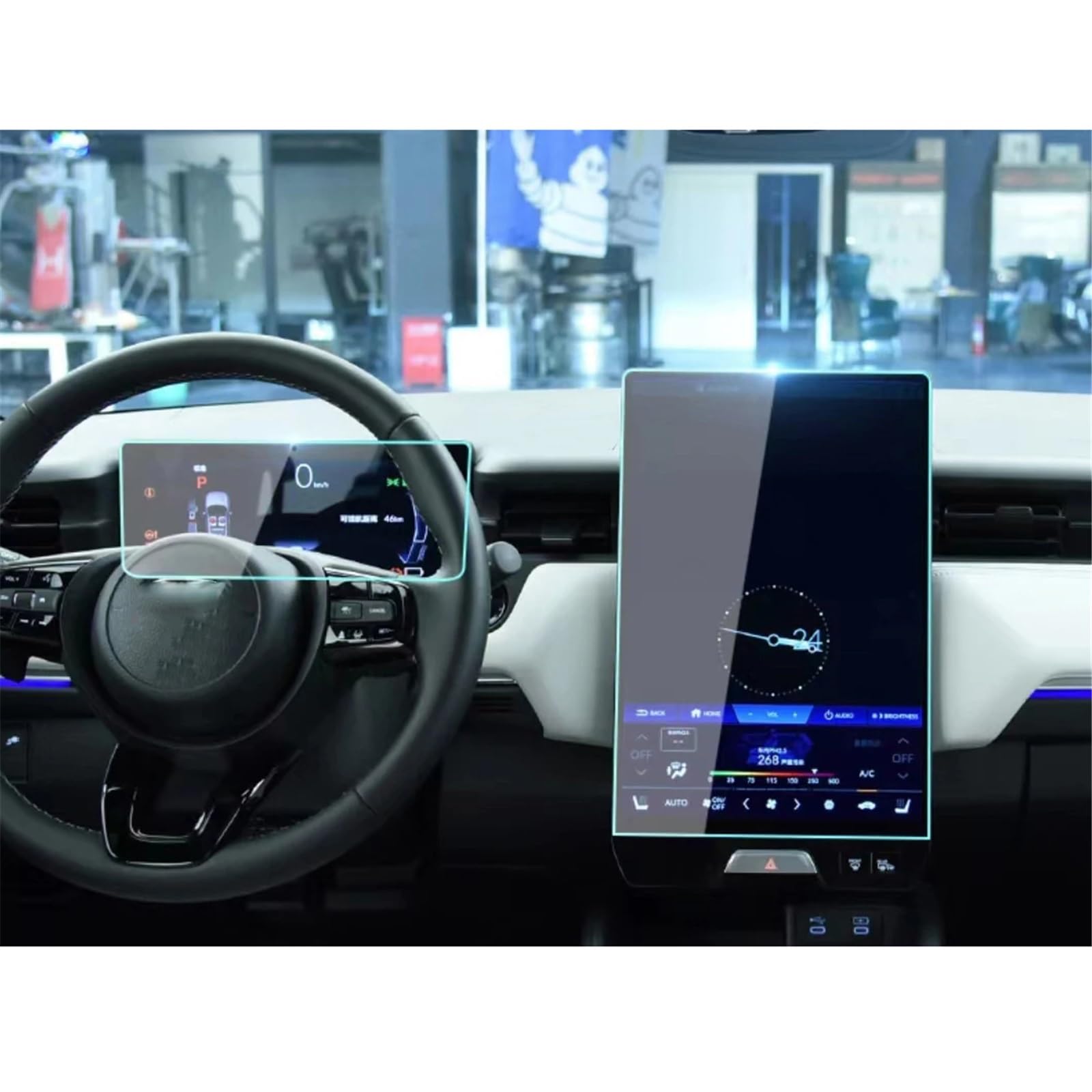 SZTMYVUW Kompatibel Mit ENS1 2022-2023 LCD-Autoradio-GPS-Navigation, Gehärtetes Glas Und Armaturenbrett-Bildschirmschutzfolie Autoinnenraum(Dashboard and GPS) von SZTMYVUW