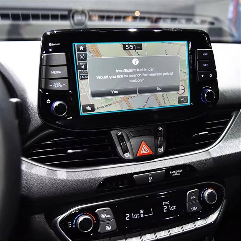 SZTMYVUW Kompatibel Mit Hyundai Für I30 Fastback N 2018 2019 2020 Auto-GPS-Navigation, Kratzfest, Displayschutzfolie Aus Gehärtetem Glas Autoinnenraum von SZTMYVUW