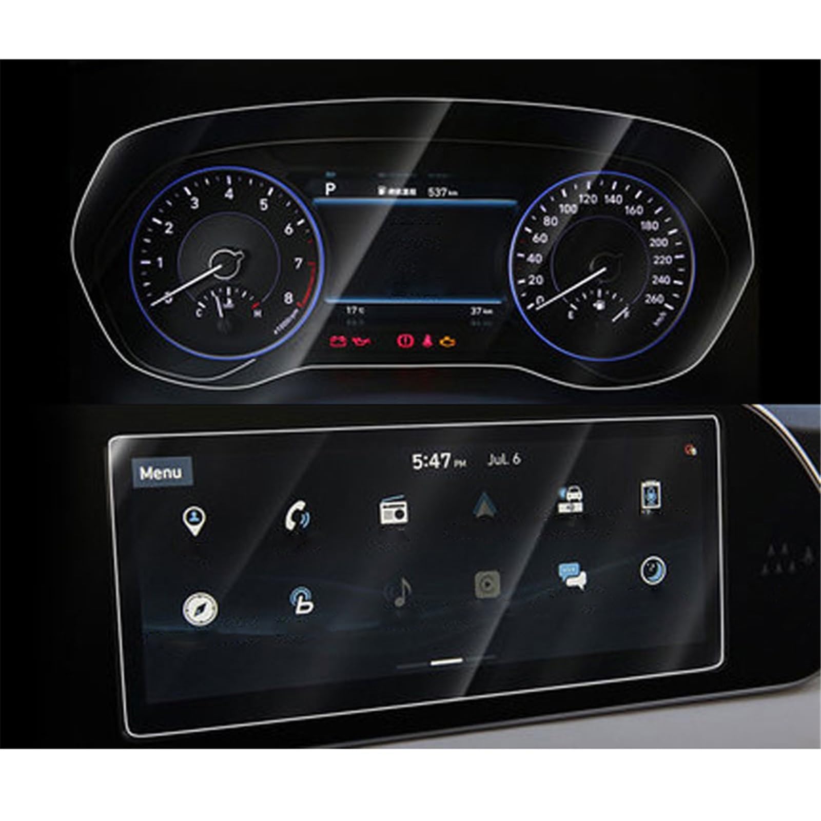SZTMYVUW Kompatibel Mit Hyundai Für Palisade 10,25 Zoll Auto-GPS-Navigation 2020 2021 Jahr Bildschirm Aus Gehärtetem Glas Stahl Schutzfolie Autoinnenraum(GPS and Instrument) von SZTMYVUW
