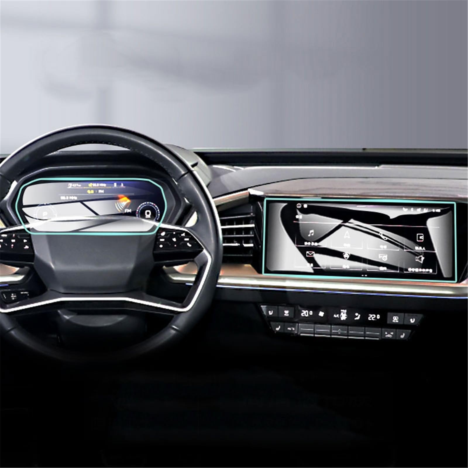 SZTMYVUW Kompatibel Mit Q4 Für E-Tron 2022, Displayschutzfolie Für Autoradio, GPS-Navigation, Autoinnenraum, Gehärtetes Glas Autoinnenraum(GPS and Instrument) von SZTMYVUW