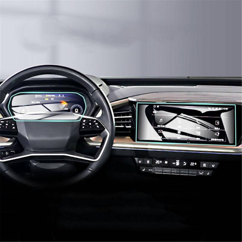 SZTMYVUW Kompatibel Mit Q4 Für E-Tron 2022, Displayschutzfolie Für Autoradio, GPS-Navigation, Autoinnenraum, Gehärtetes Glas Autoinnenraum(GPS and Instrument) von SZTMYVUW