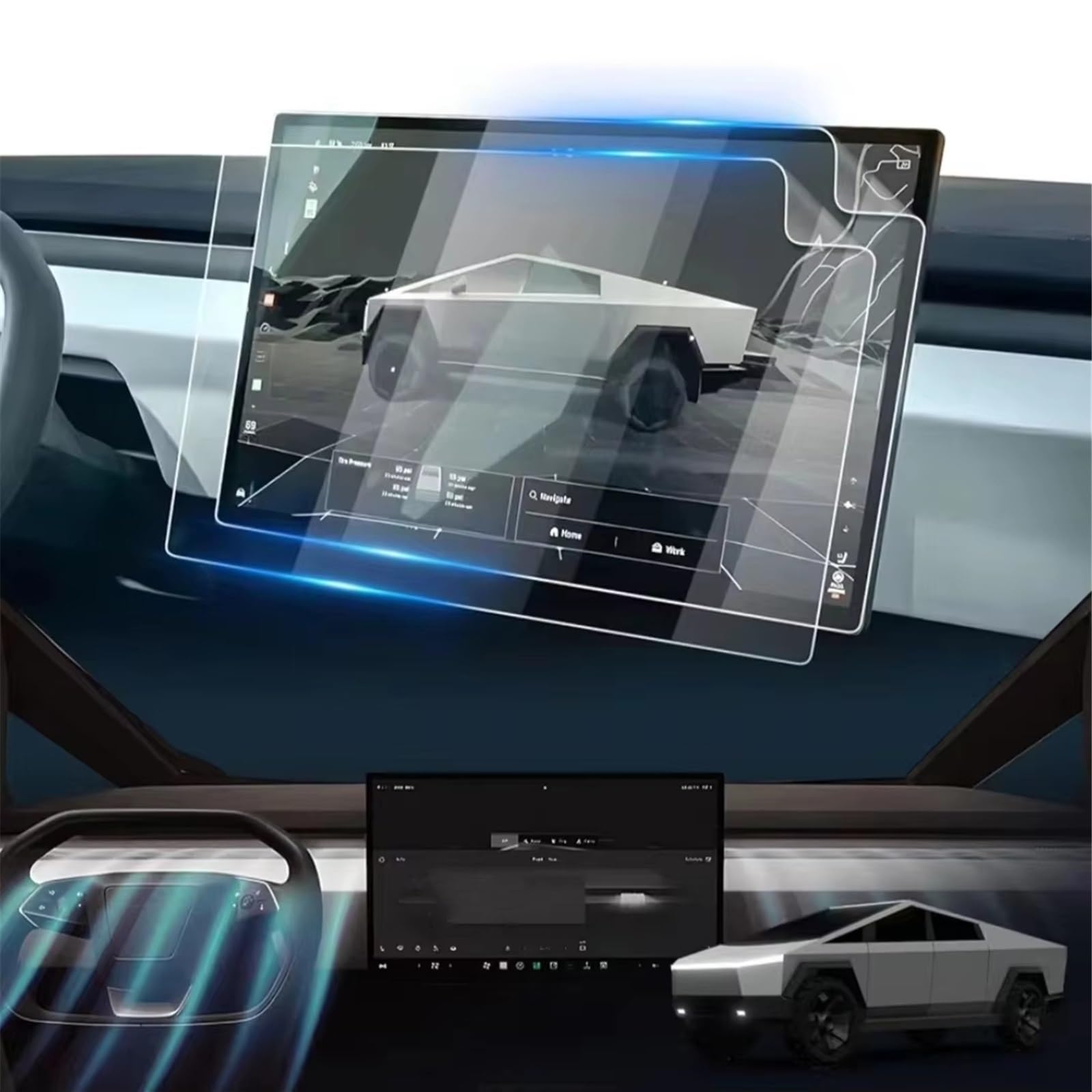 SZTMYVUW Kompatibel Mit Tesla Für Cybertruck 18,5 Zoll 2024 Auto-GPS-Navigation Zentrales Touchscreen-Zubehör 2PCS PET-Displayschutzfolie Autoinnenraum SZTMYVUW Kompatibel Mit Tesla Für Cybertruck 18,5 Zoll 2024 Auto-GPS-Navigation Zentrales Touchscreen-Zubehör 2PCS PET-Displayschutzfolie Autoinnenraum von SZTMYVUW