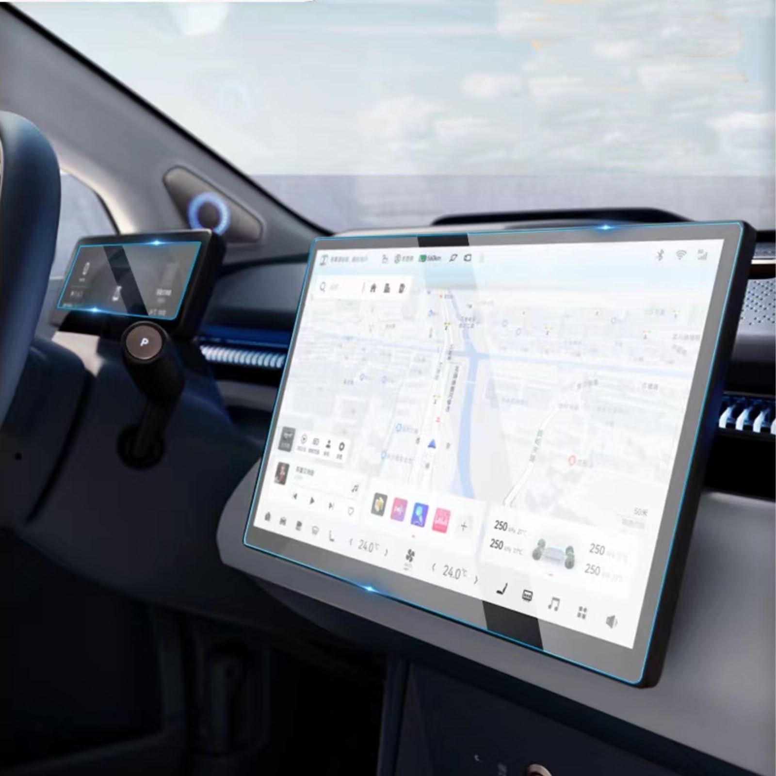 SZTMYVUW Kompatibel Mit ZEEKR X 2023 LCD-Autoradio, GPS-Navigation, Gehärtetes Glas Und Displayschutzfolie Für Das Armaturenbrett Autoinnenraum(Dashboard and GPS) von SZTMYVUW