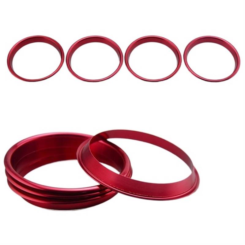 SZYNBQ Luftauslass Abdeckung Kompatibel Mit A3 S3 8V 2012 2013 2014 2015 2016 2017 2018 2019 4X Innen Rot Armaturenbrett Air Vent Outlet Ring Abdeckung Trim Metall Material(Red) von SZYNBQ