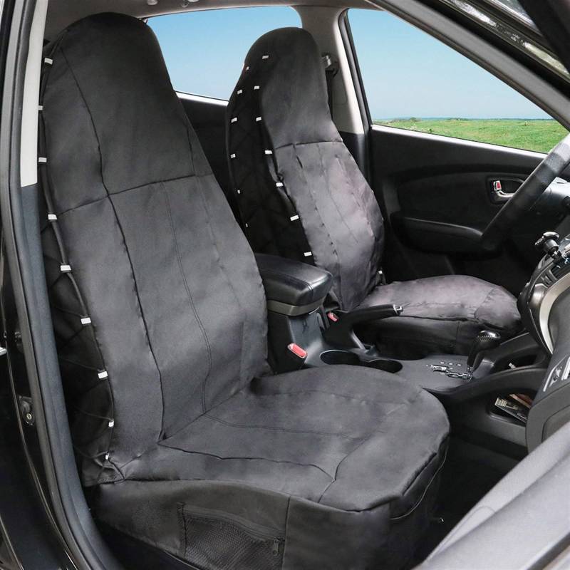 SZYNBQ Sitzschoner 2 Stück Universal-Auto-Vordersitzbezüge Verstellbar Mit Rückenlehnen-Organizer Für Vier-Jahreszeiten-Sitz von SZYNBQ