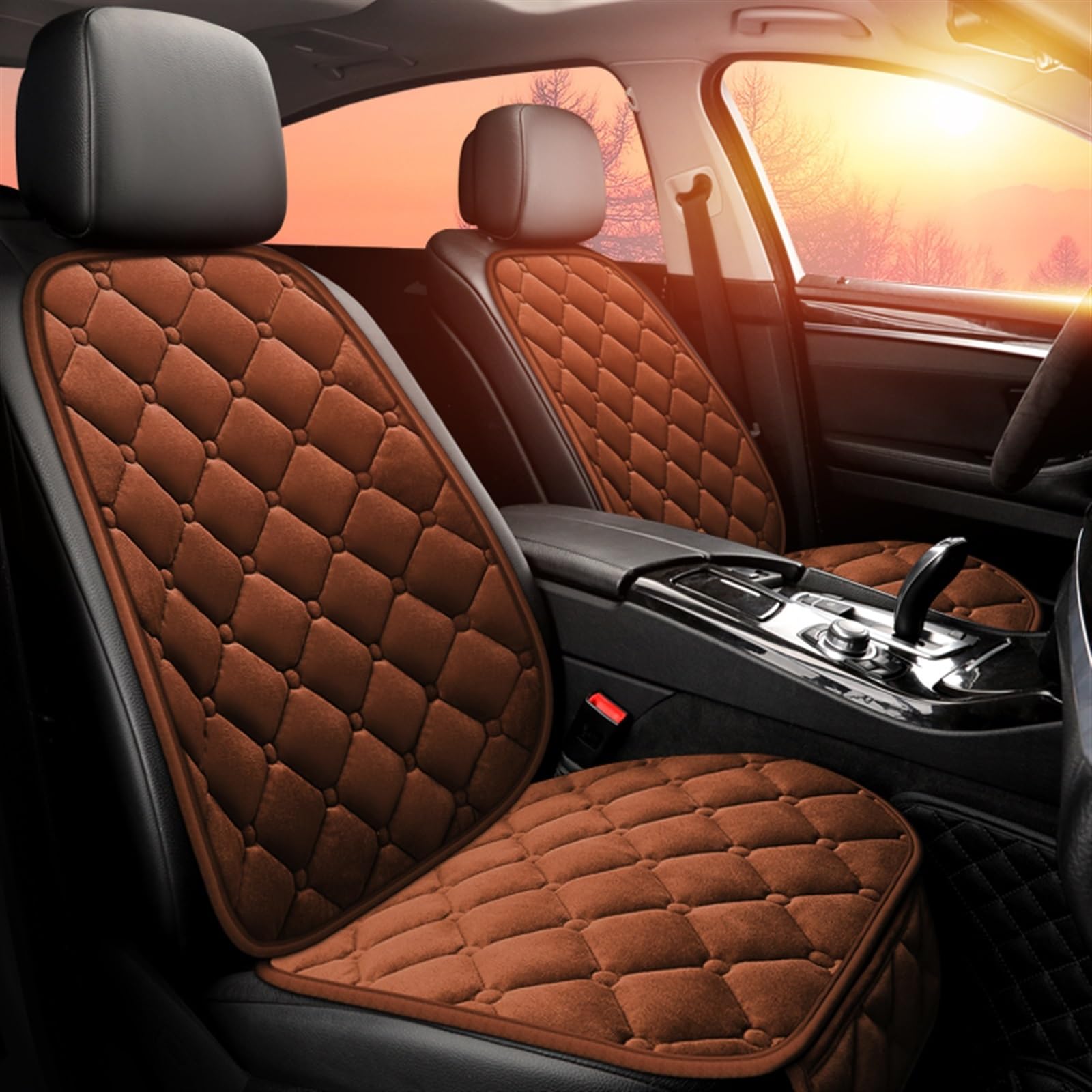 SZYNBQ Sitzschoner Winter-Autositzbezug, Schützend, Vorne Und Hinten, Universal-Plüschumhang, Warm Halten, Schutzmatte, Waschbar(A-2pcs,3) von SZYNBQ
