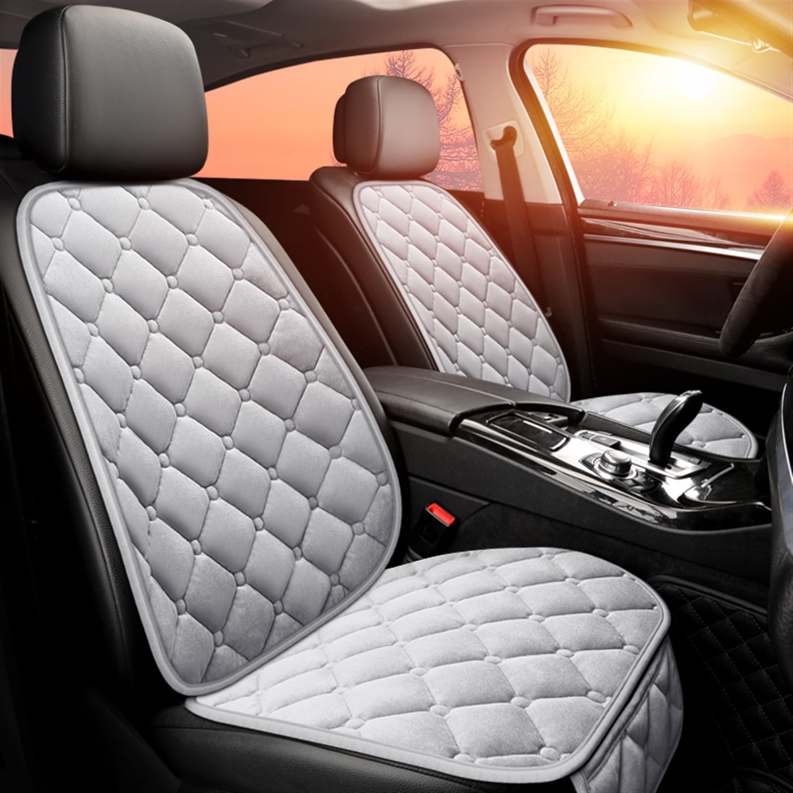 SZYNBQ Sitzschoner Winter-Autositzbezug, Schützend, Vorne Und Hinten, Universal-Plüschumhang, Warm Halten, Schutzmatte, Waschbar(A-2pcs,4) von SZYNBQ