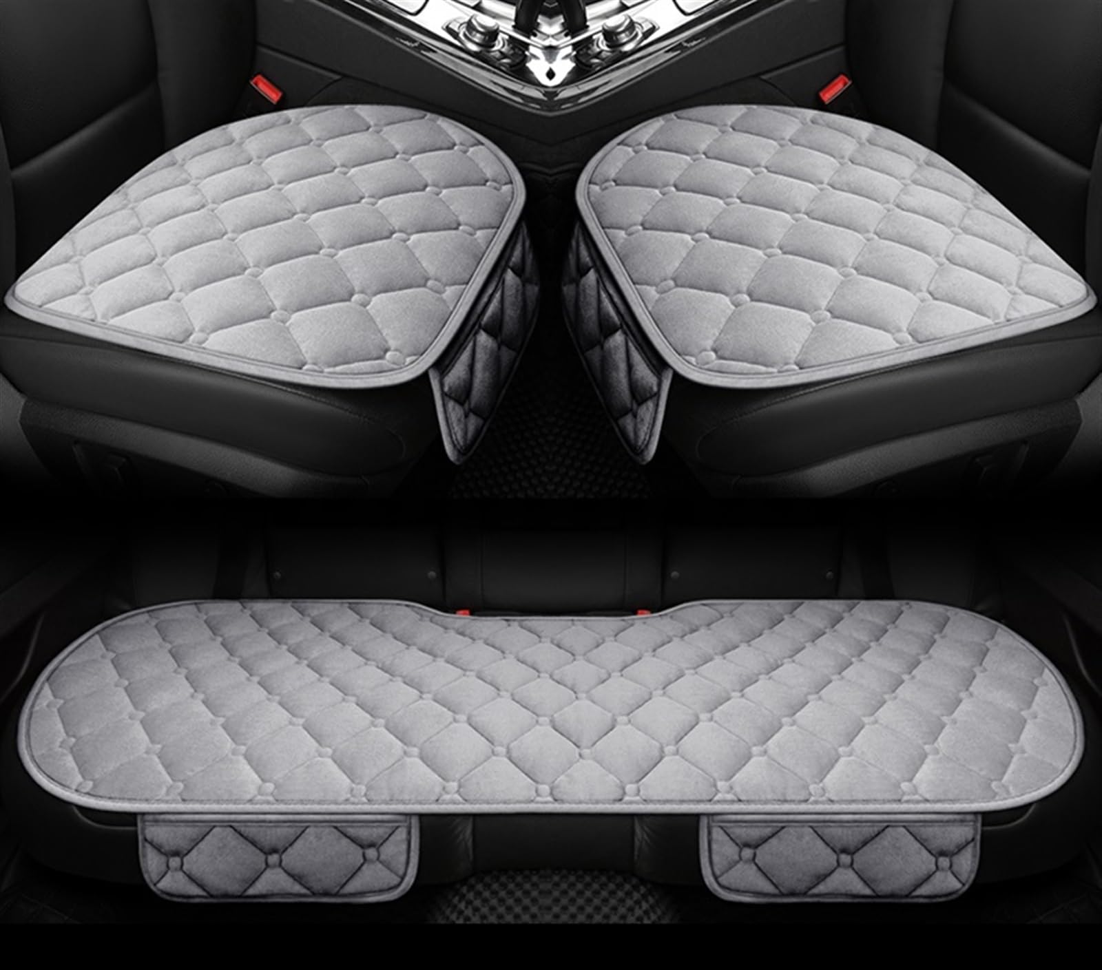 SZYNBQ Sitzschoner Winter-Autositzbezug, Schützend, Vorne Und Hinten, Universal-Plüschumhang, Warm Halten, Schutzmatte, Waschbar(D-3pcs,3) von SZYNBQ