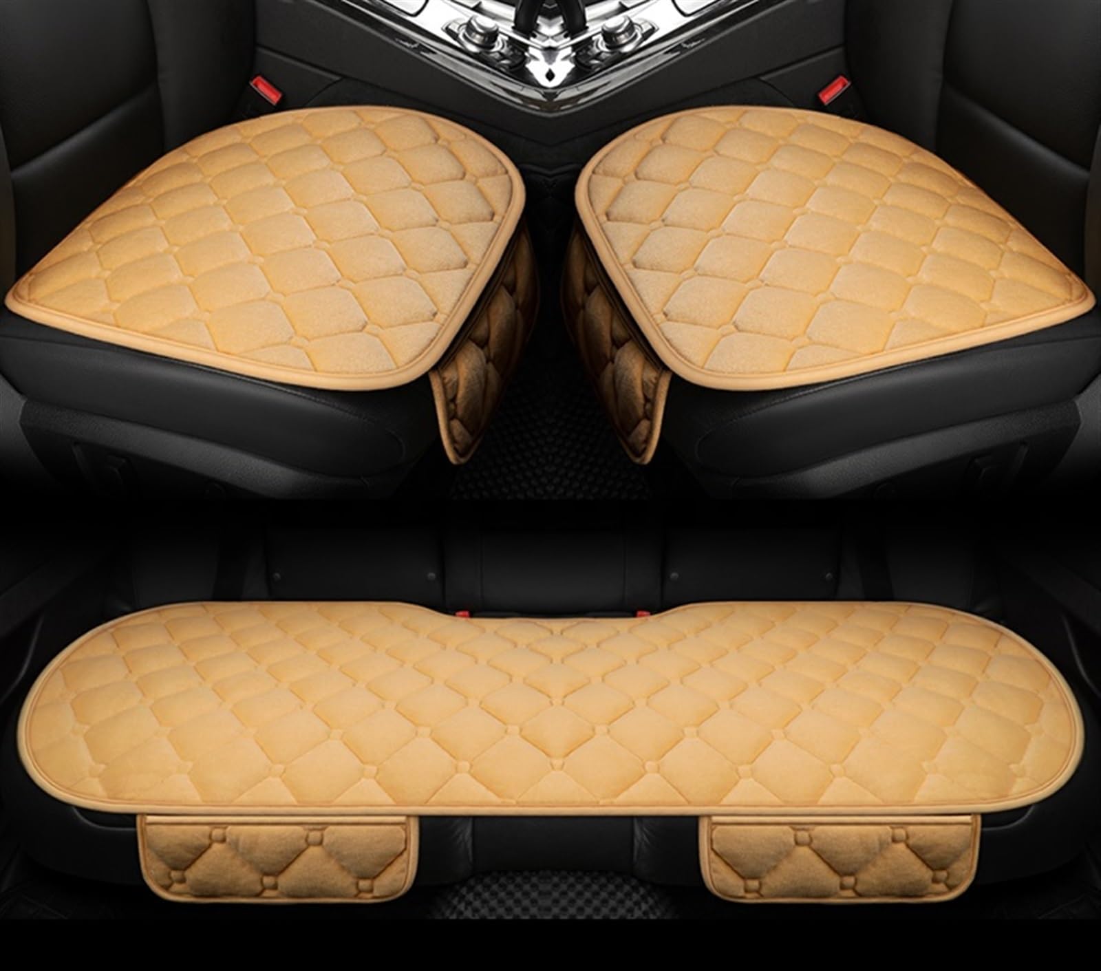 SZYNBQ Sitzschoner Winter-Autositzbezug, Schützend, Vorne Und Hinten, Universal-Plüschumhang, Warm Halten, Schutzmatte, Waschbar(D-3pcs,4) von SZYNBQ